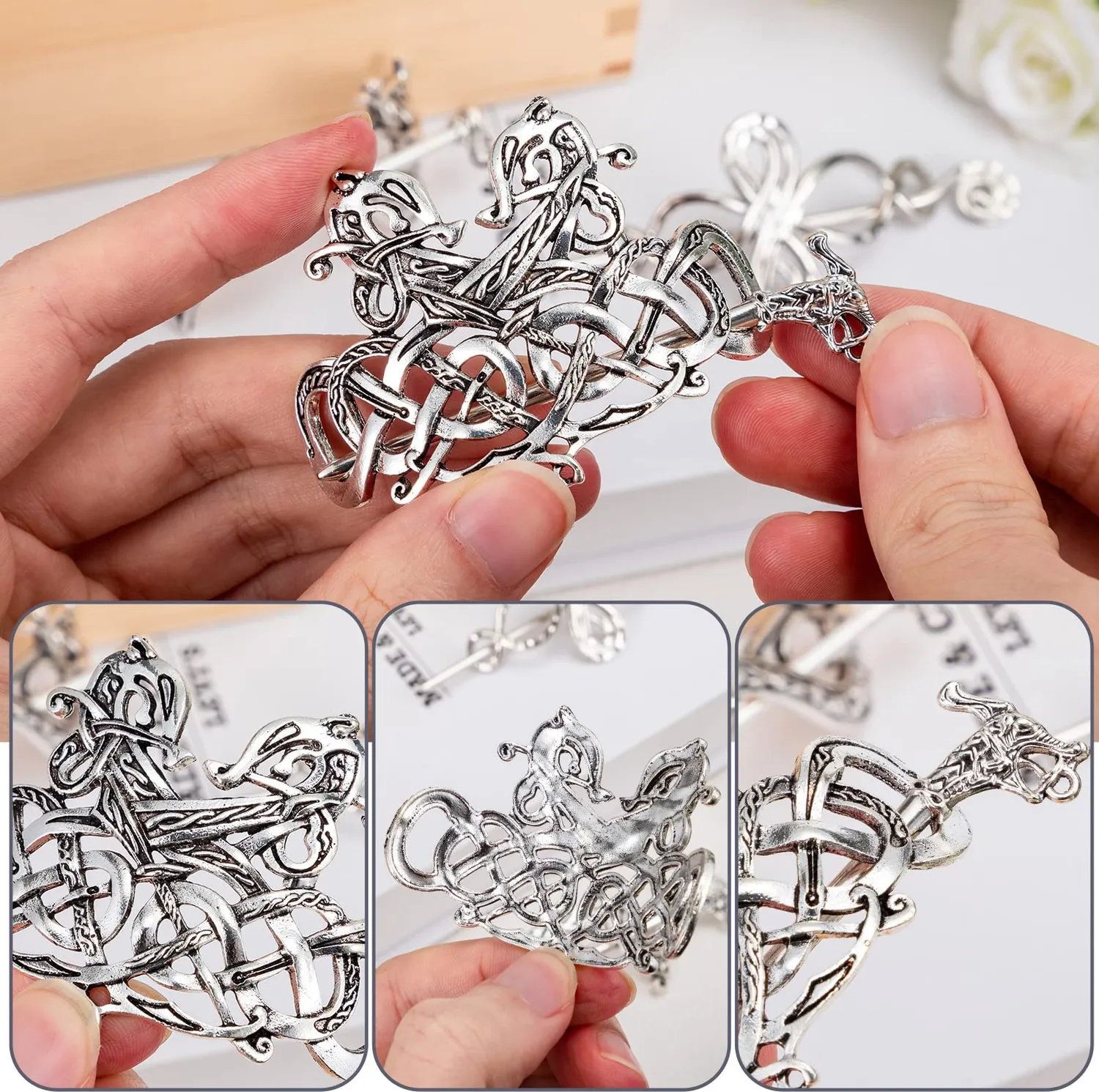 Noverlife Keltische Haarnadeln Haarspangen silber 5er Set