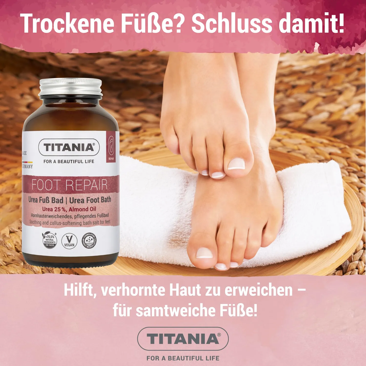 Titania Urea Fußbadesalz 25% 270 g Glas Mandelöl