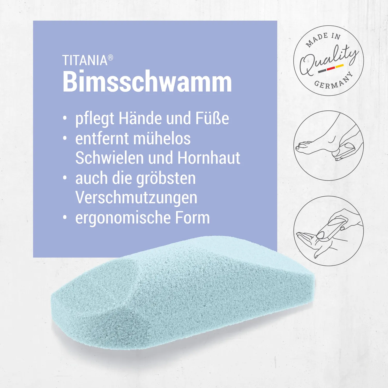Titania Bimsschwamm antibakteriell blau 21g