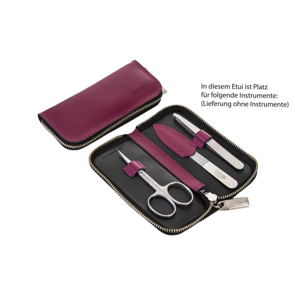 Canal Instrumente Leder-Maniküre-Etui leer Beere 3-teilig
