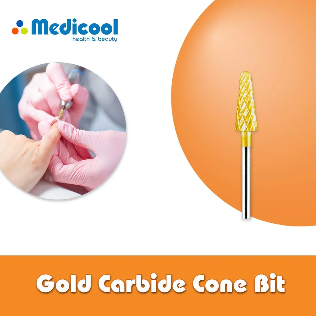 Medicool Pro Bits CC3 Gold Hartmetall Nagelfräser Single Kegel