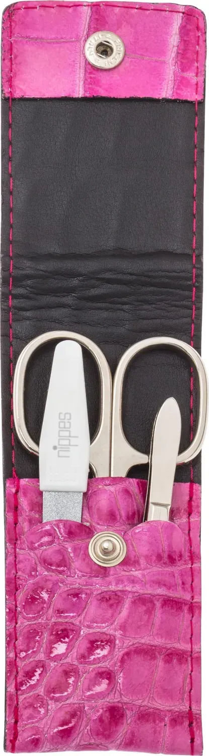 Nippes Solingen Classic Maniküre Set pink 3-teilig Leder
