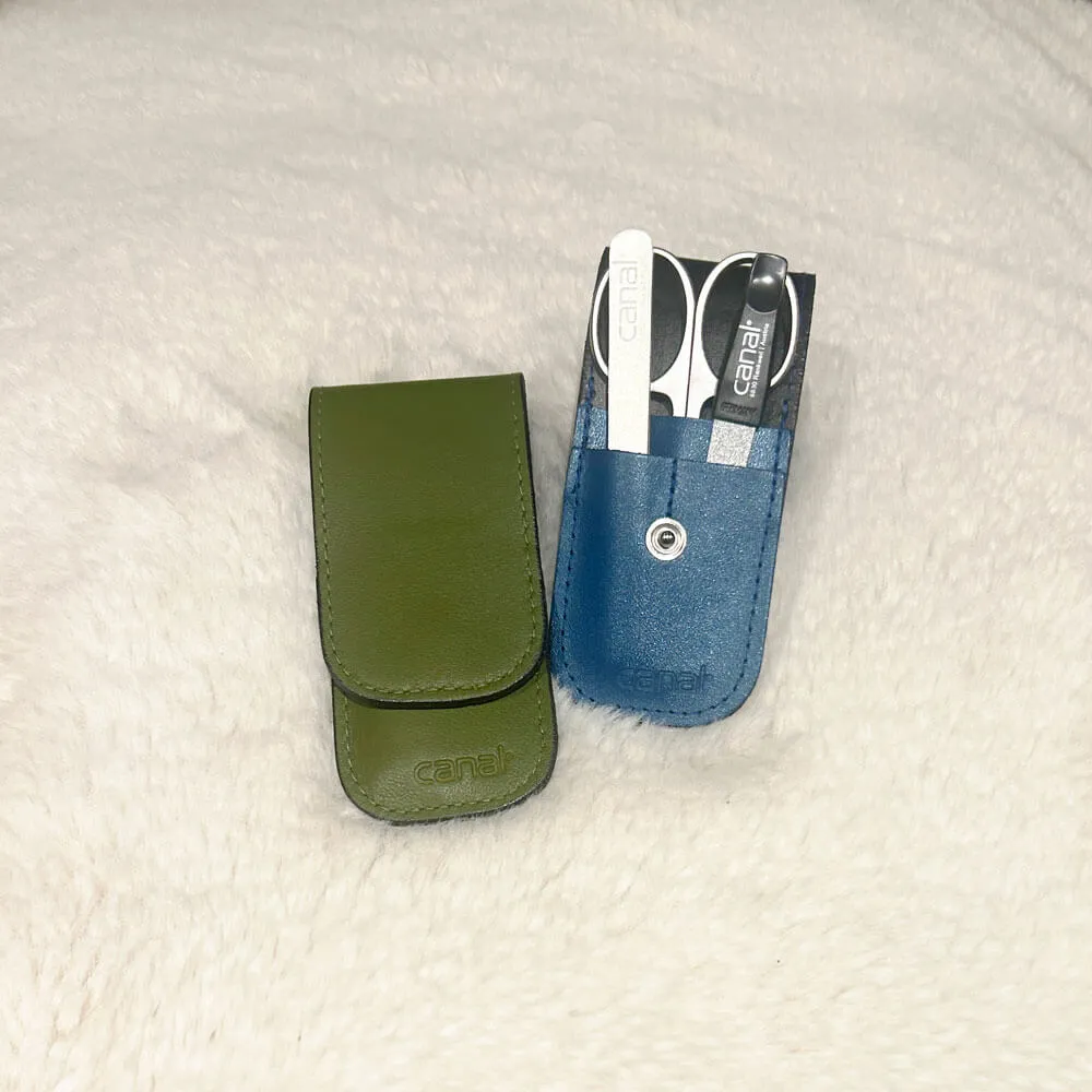 Canal Reise-Etui Maniküre-Set 3-teilig Rindsleder Druckknopf