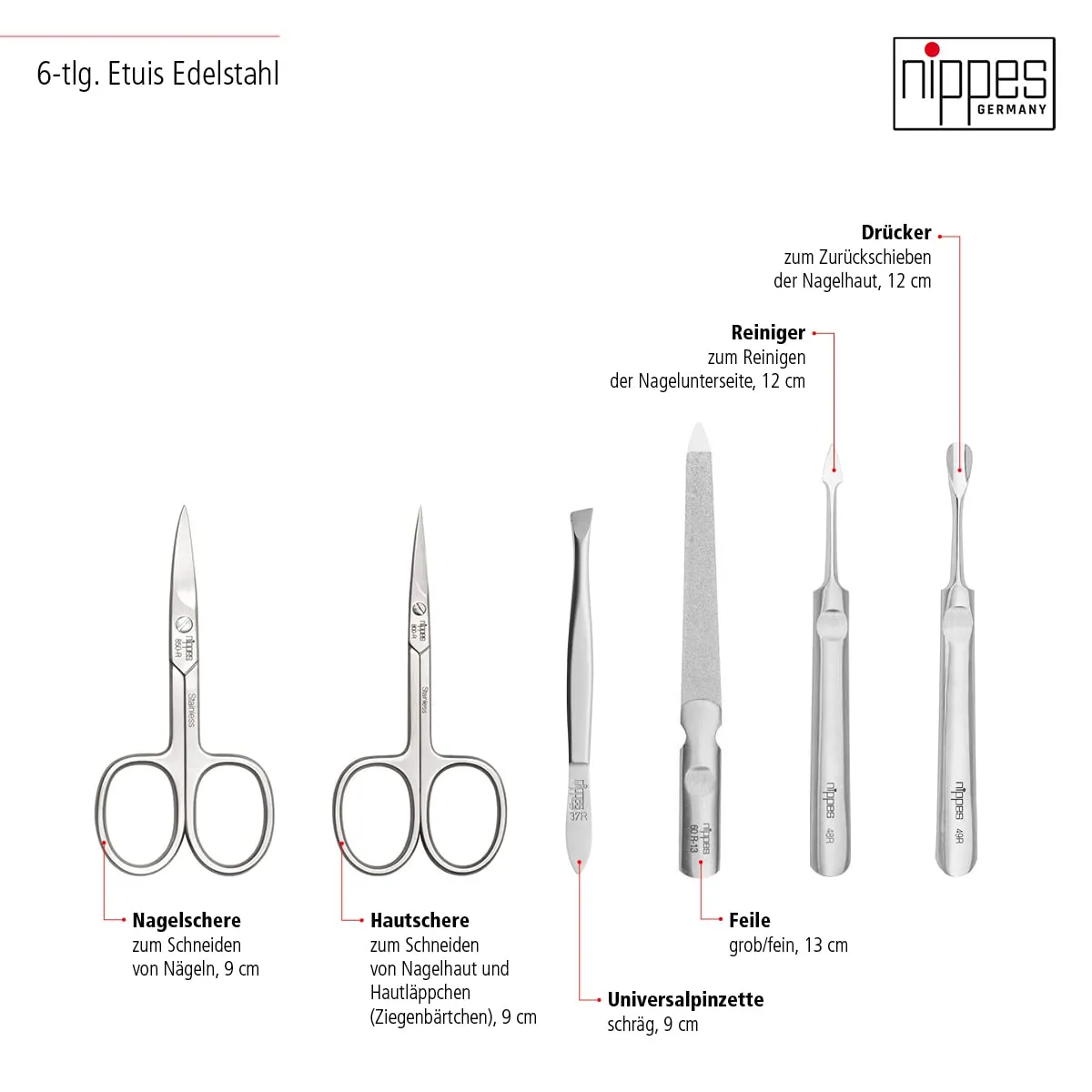 Nippes Solingen Premium Line Whiskey Maniküre Set 6-teilig Rindsleder