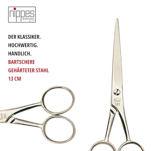 Nippes Solingen Bartschere 13 cm gehärteter Stahl