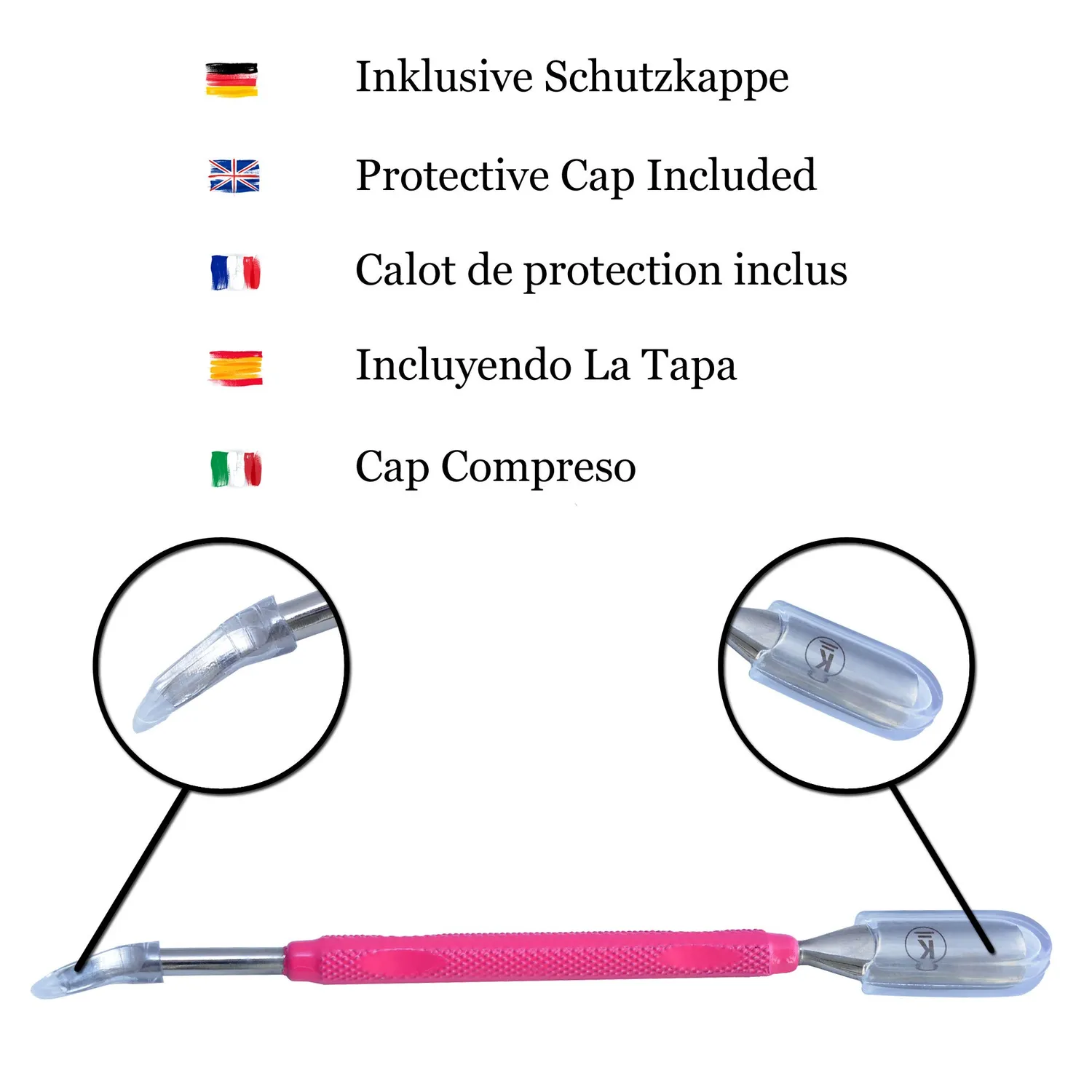 K-Pro Nagelhautschieber Edelstahl Pink 2-in-1