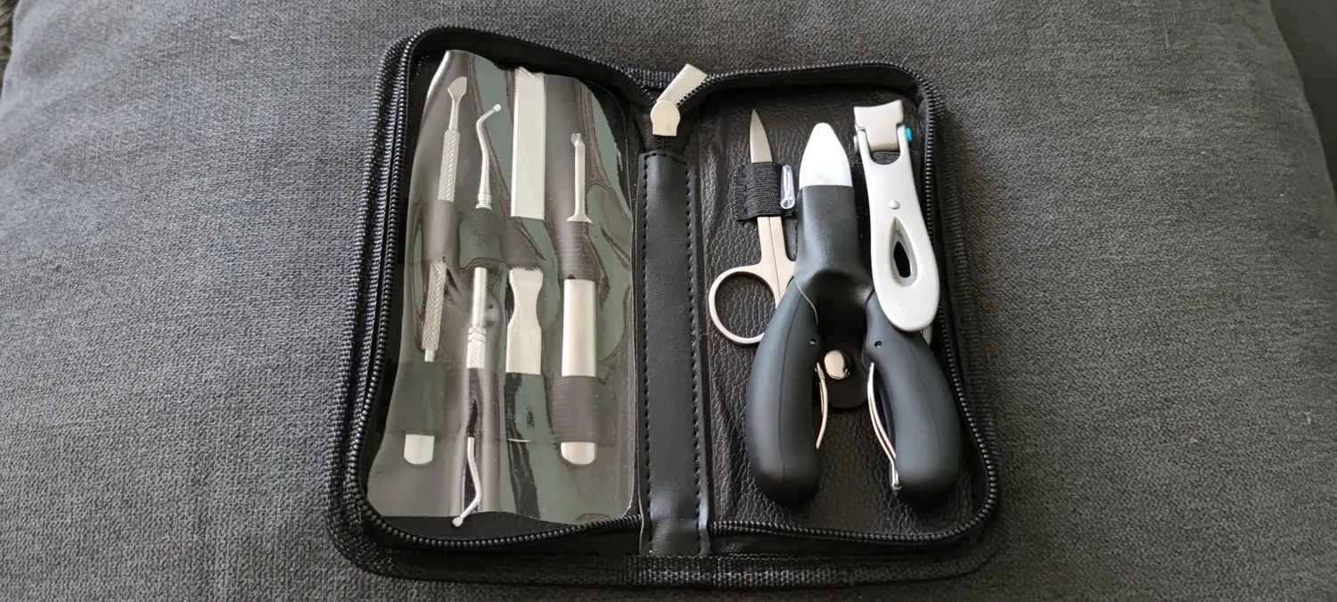 INXEN Profi Nagelknipser Set 7-teilig Rot für dicke Fußnägel