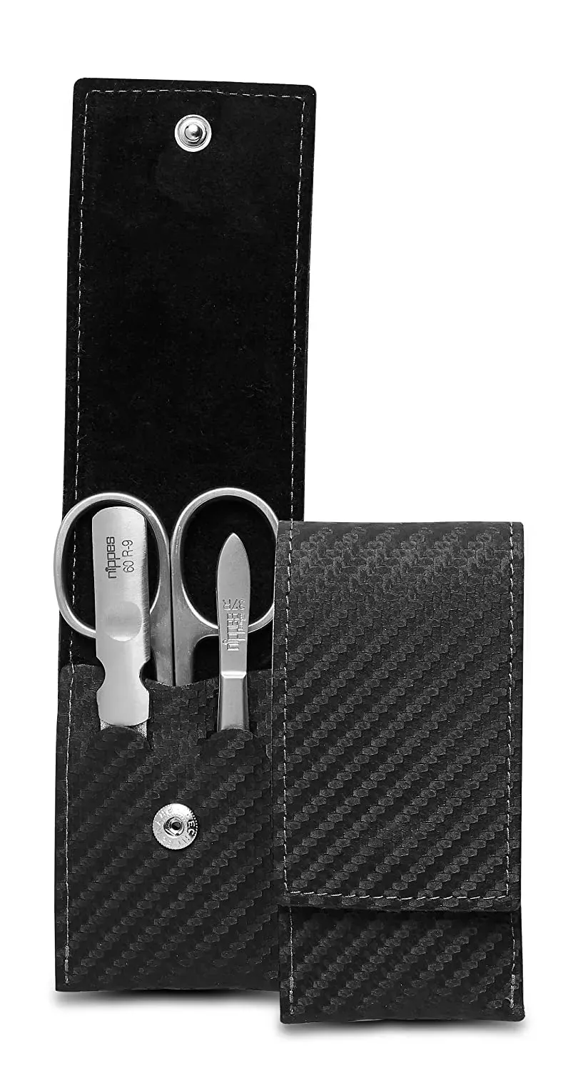 Nippes Solingen Premium Karbon Maniküre Set 3-teilig schwarz rostfrei