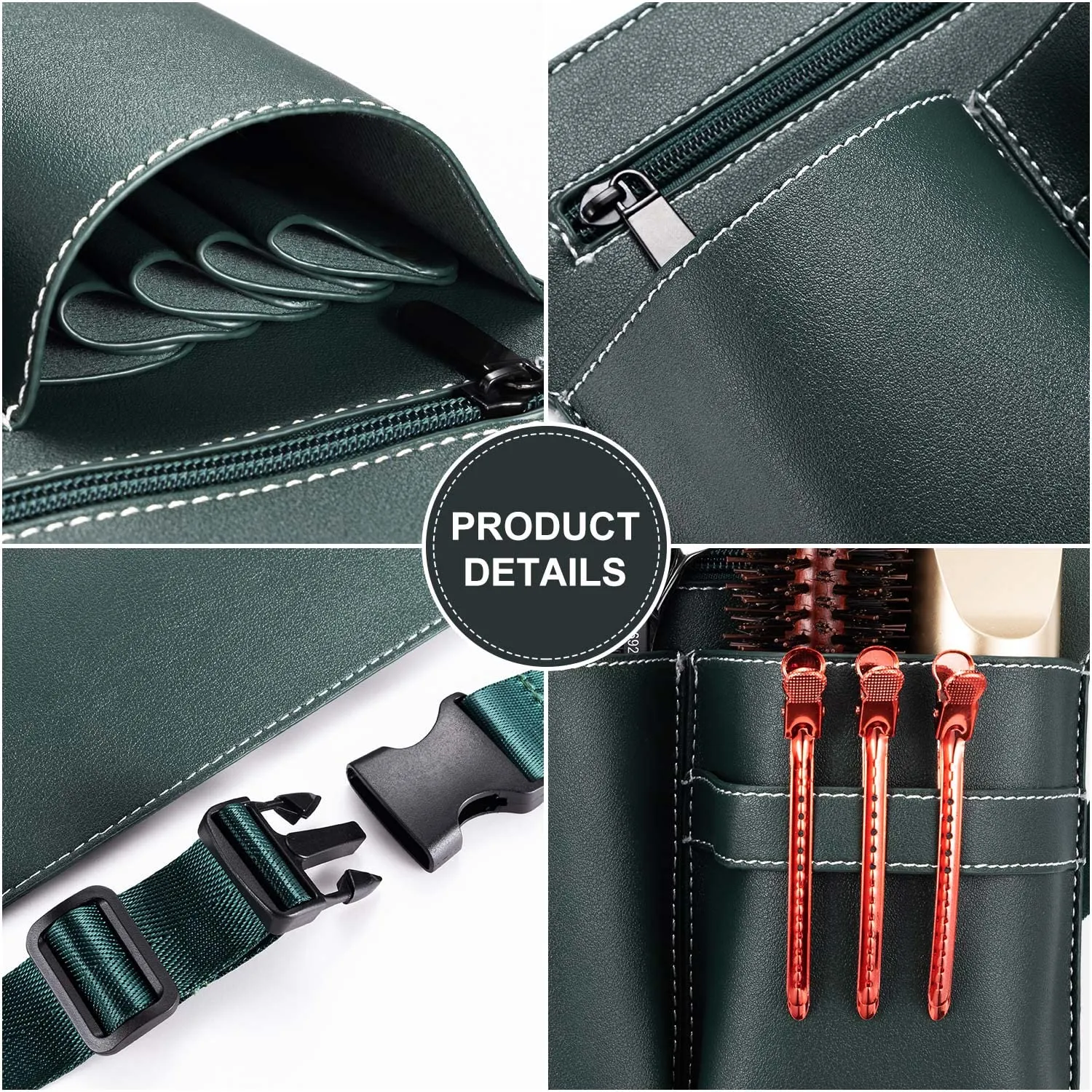 Noverlife Scherentasche dunkelgrün PU-Leder Gürtel 6 Taschen