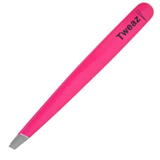 K-Pro Tweazy Pinzette schräg Neon Pink Edelstahl