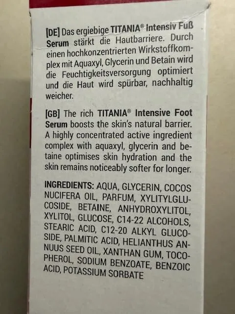 Titania Intensiv Fußserum 30 ml Kokosöl vegan