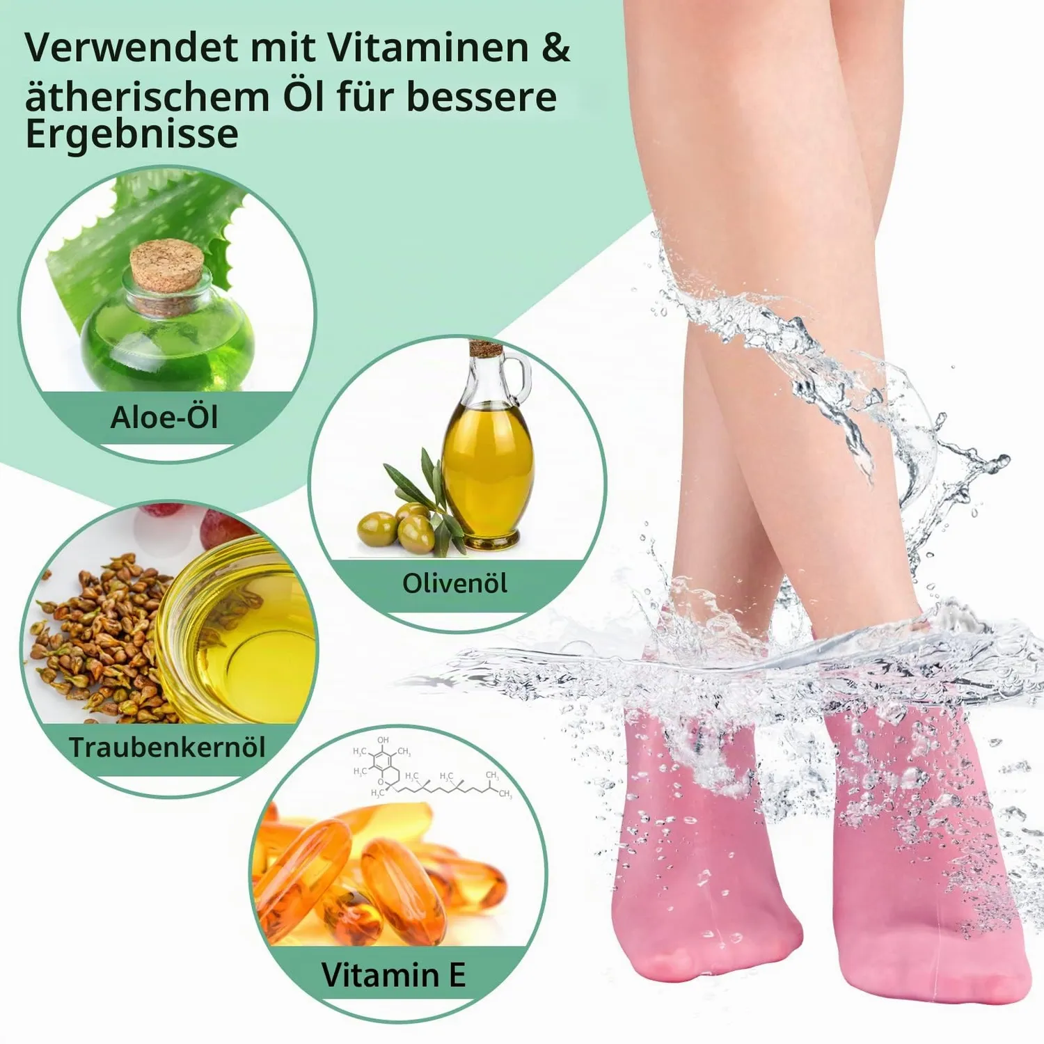 Noverlife Feuchtigkeitssocken Silikon 2 Paar weiß