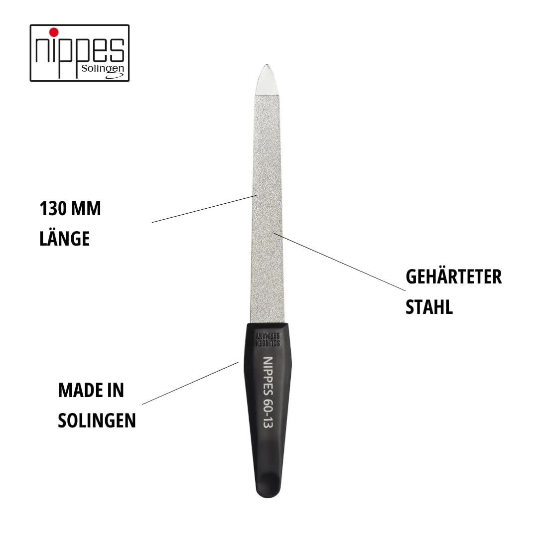 Nippes Solingen Saphir Nagelfeile 13 cm silber