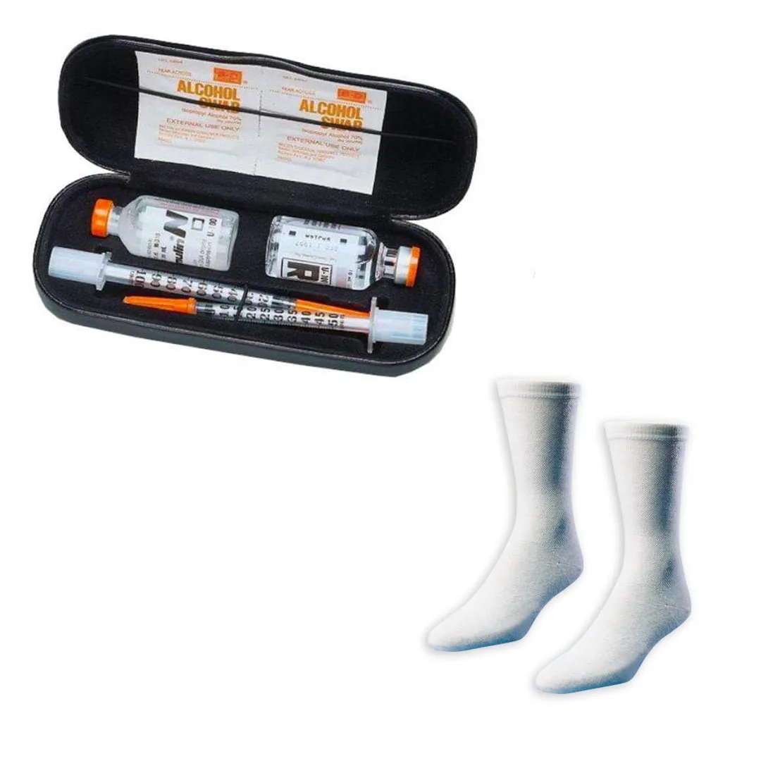Medicool D.I. Case Etui Schwarz + Euro Comfort Socken L Diabetiker