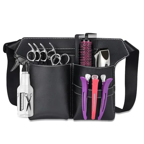 Noverlife Scherentasche Schwarz PU-Leder mit Gürtel