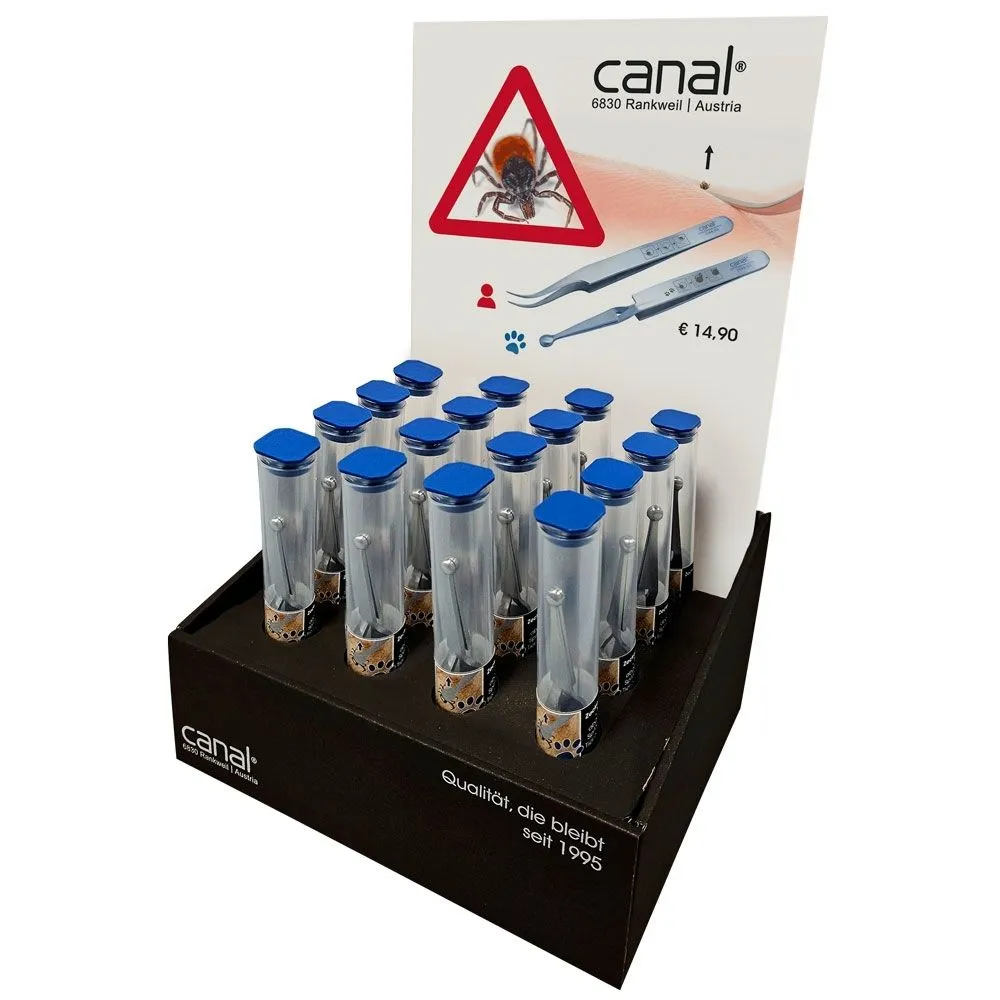 Canal Instrumente Zeckenpinzetten-Display 16-teilig Edelstahl