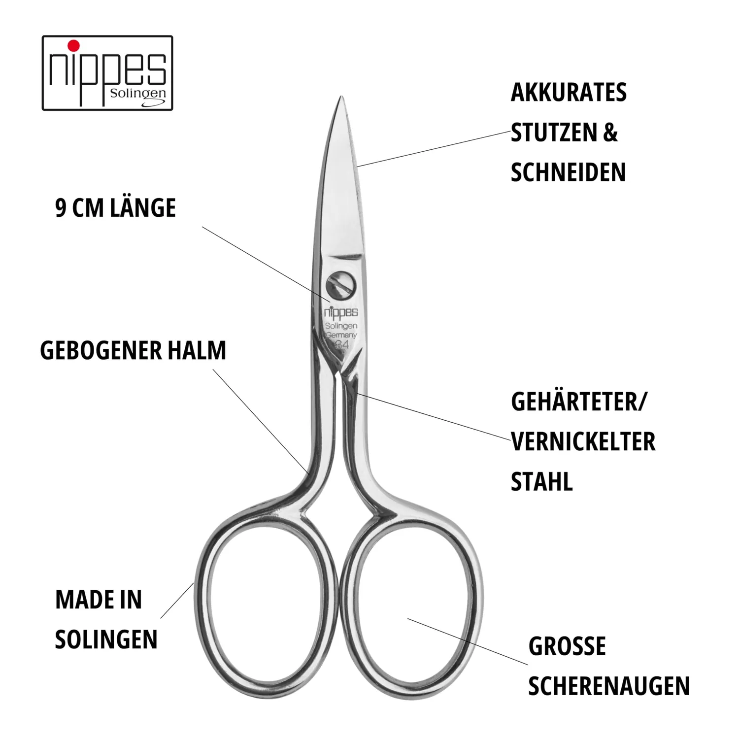 nippes Solingen Nagelschere 9 cm gebogen für Hand und Fuß