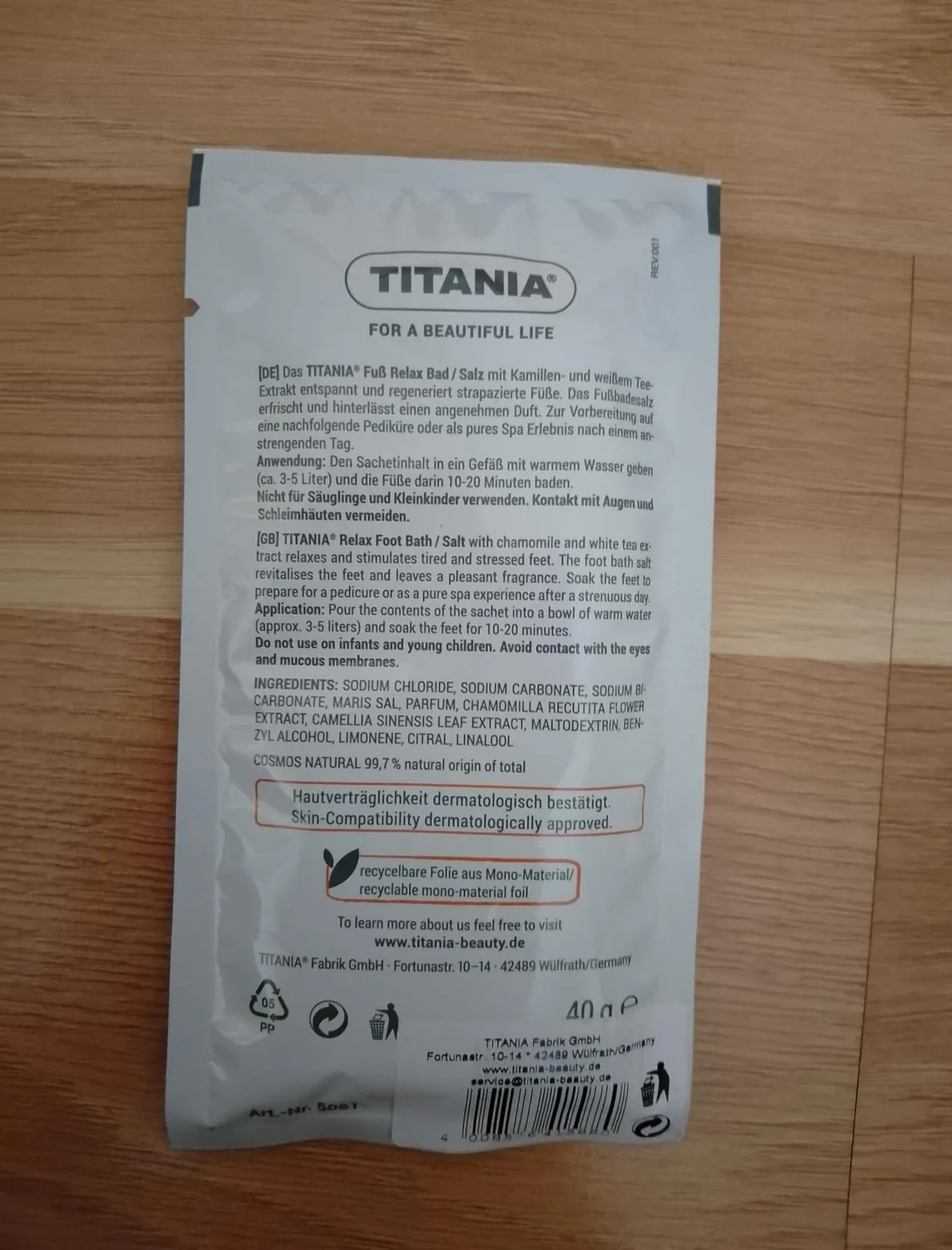 Titania Urea Fußbadesalz 25% 270 g Glas Mandelöl