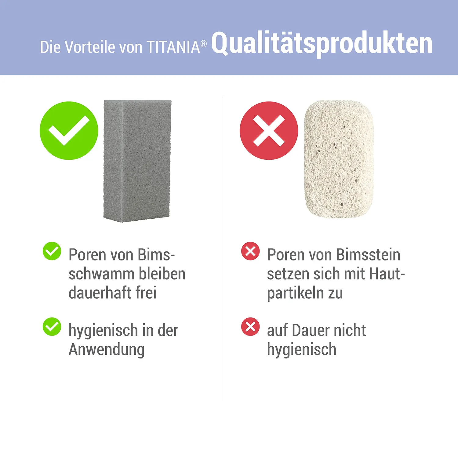 Titania Bimsschwamm eckig Bimsstein für Hornhaut