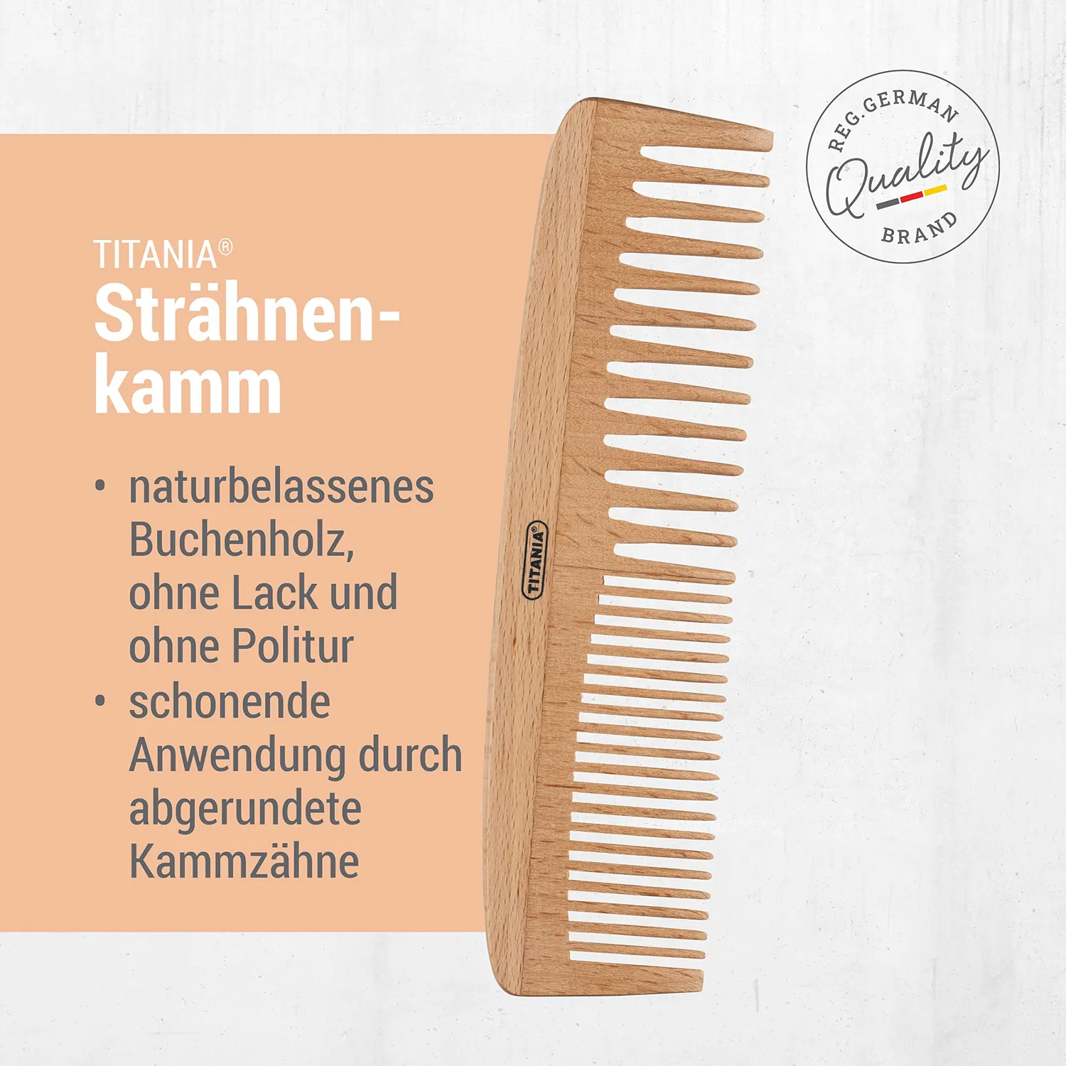 Titania Strähnen-Kamm Holz 18 cm für Locken