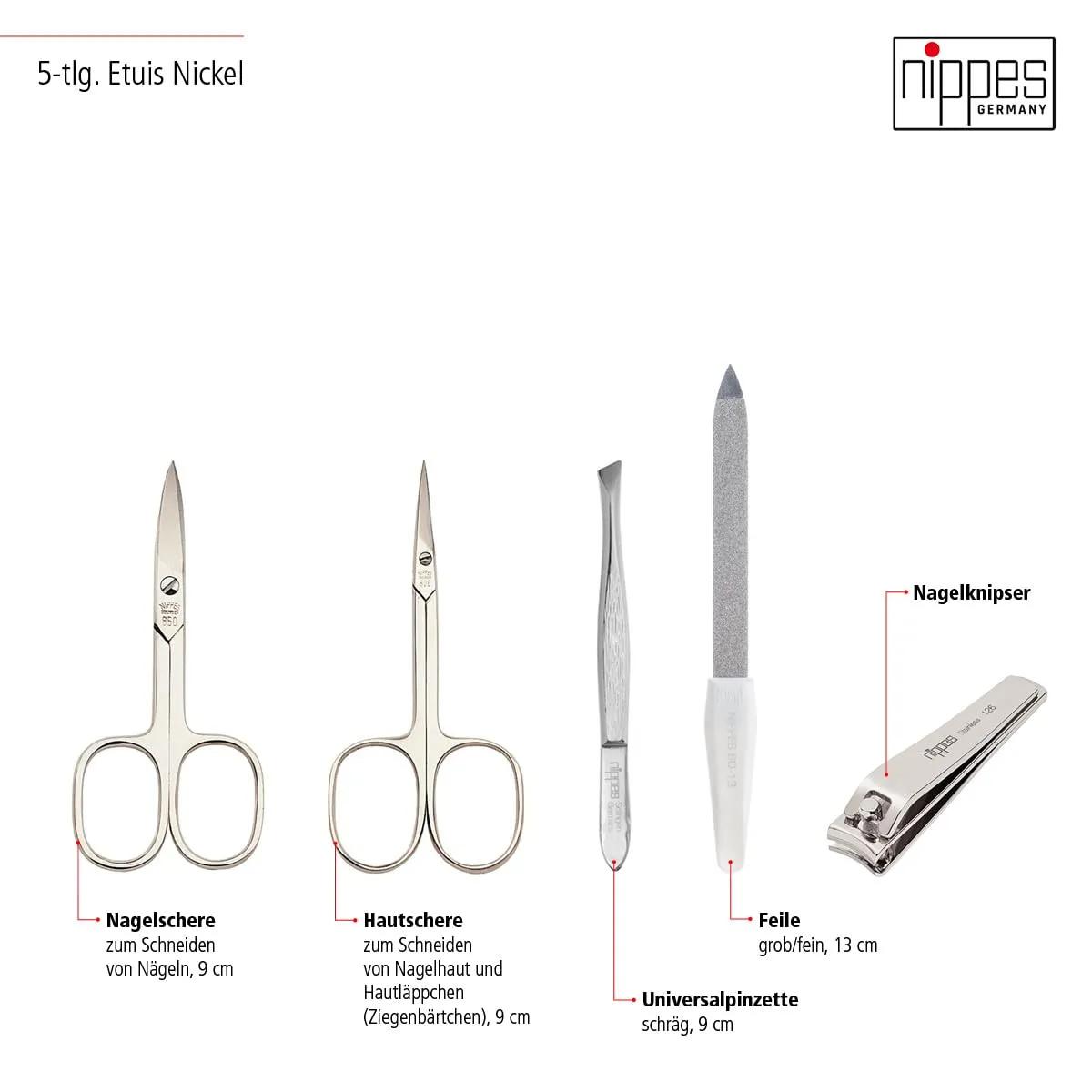 Nippes Solingen Raute Maniküre Set 5-teilig grau