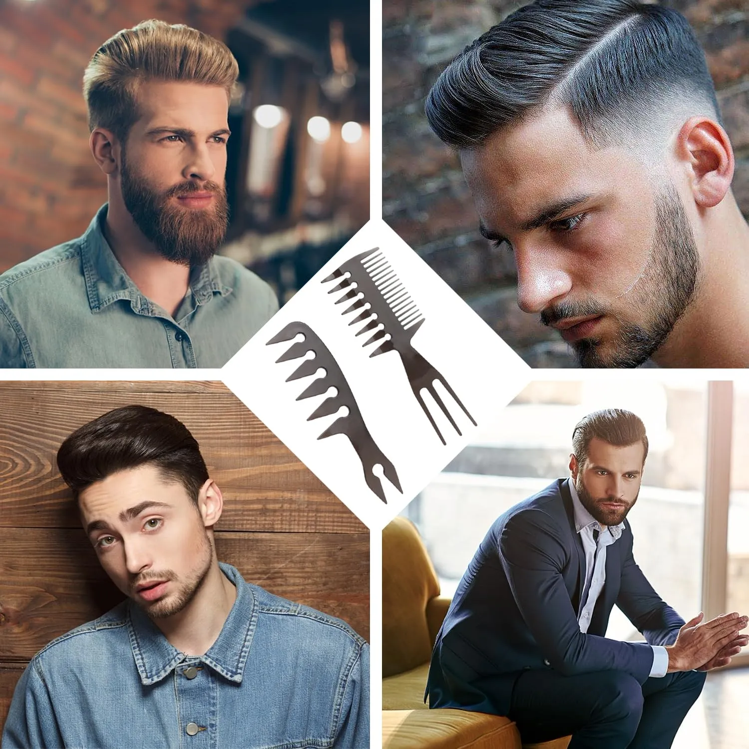 Noverlife Herren Stylingkamm Kunststoff 5er Set schwarz