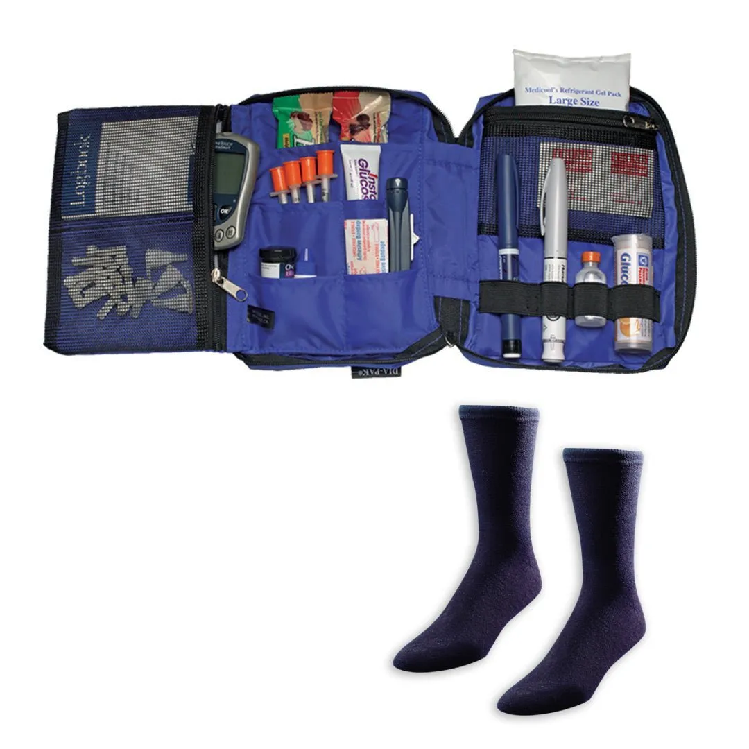 Medicool Dia-Pak Deluxe Insulintasche Schwarz + Socken Set