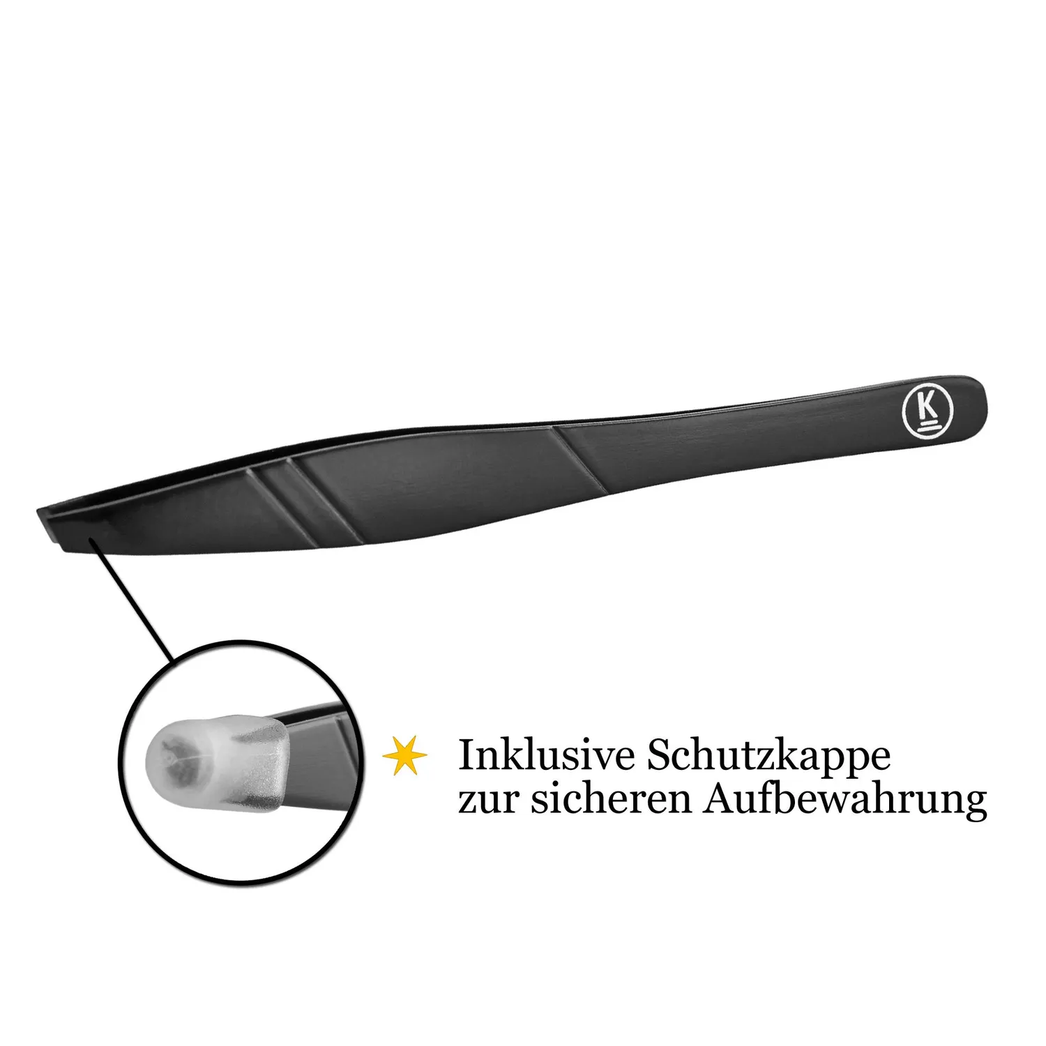 K-Pro Pinzette Schräg Edelstahl Profi Augenbrauenpinzette Schwarz