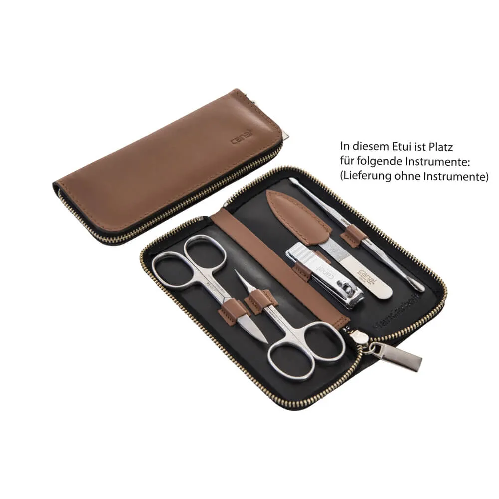 Canal Instrumente Maniküre-Set Leder Etui leer cognac 5-teilig