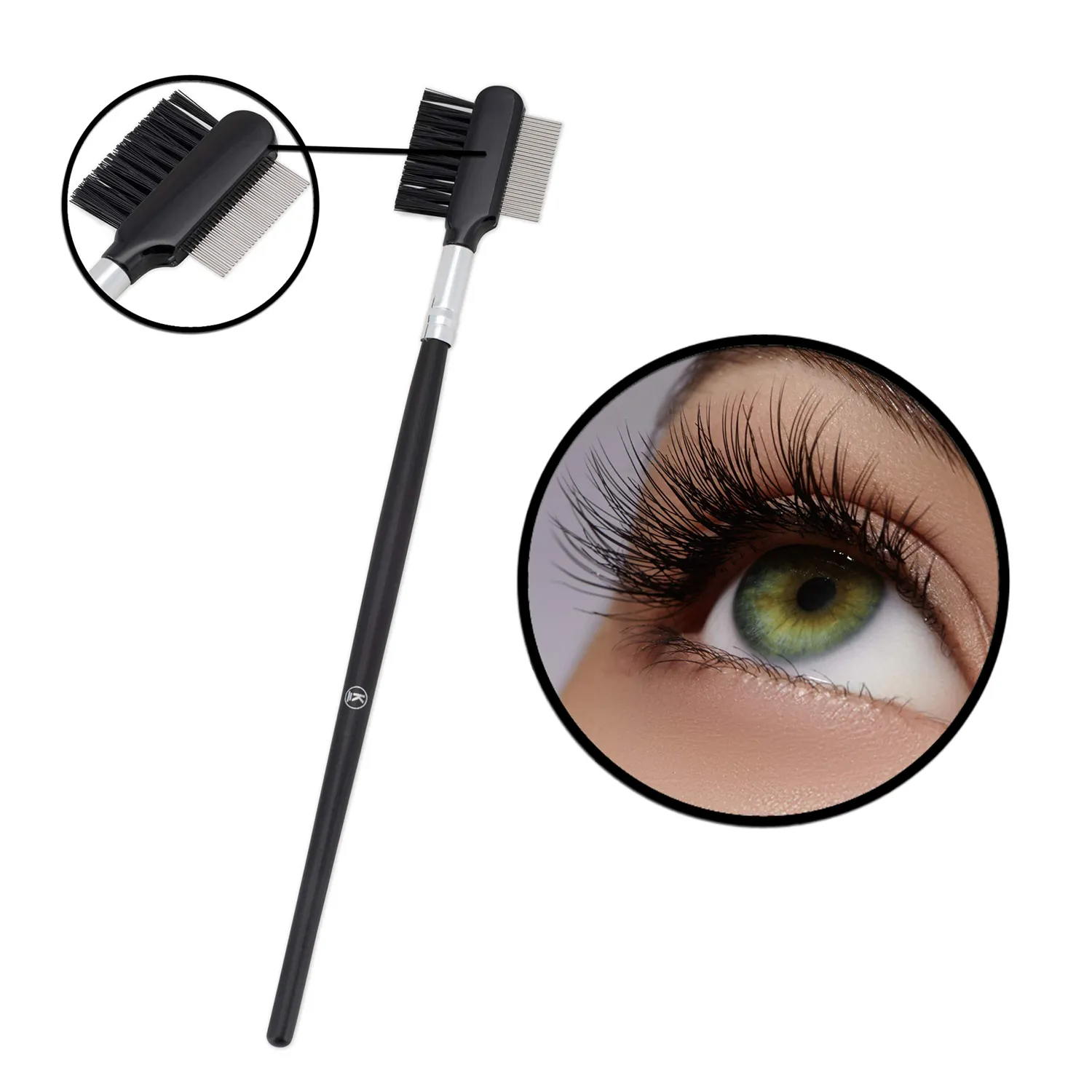 K-Pro 2-in-1 Augenbrauenbürste Wimpernkamm Metall Stylingtool