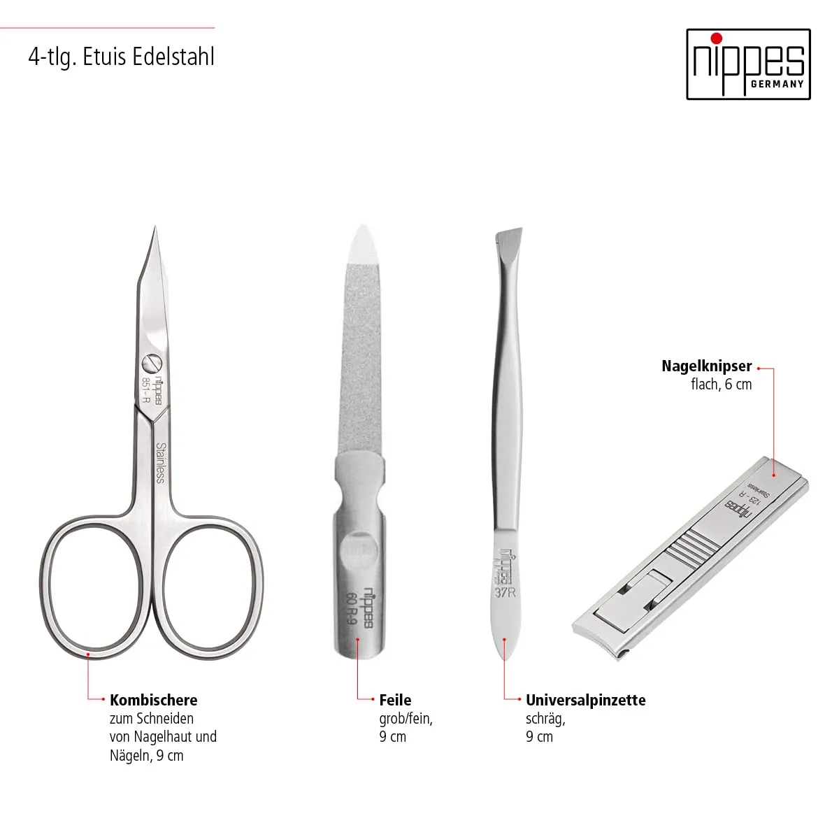 Nippes Solingen Locks Maniküre-Set 4-teilig Leder schwarz