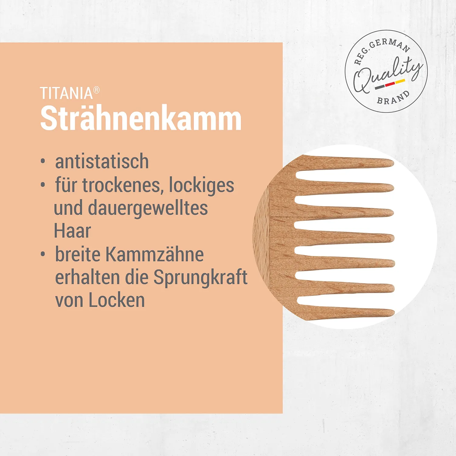Titania Strähnen-Kamm Holz 18 cm für Locken