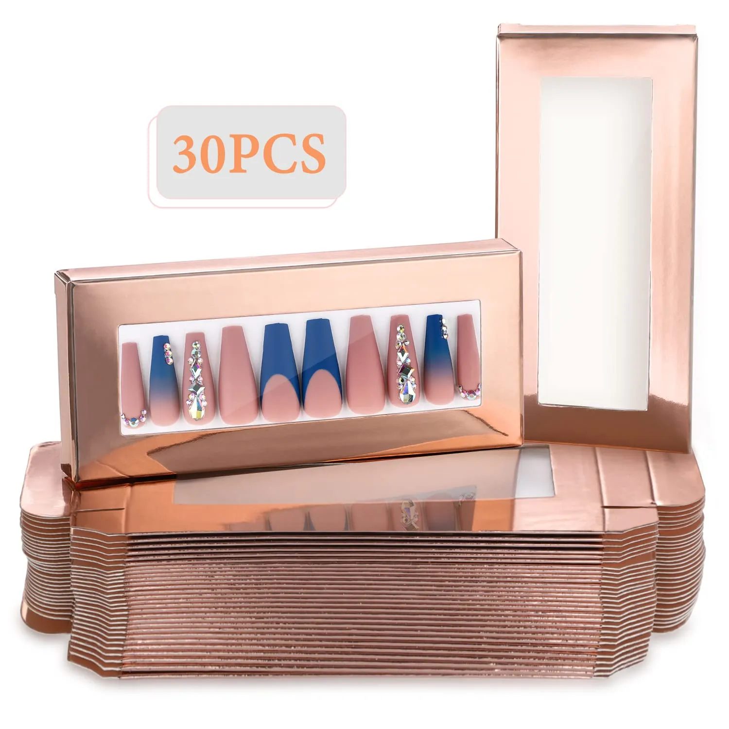 Noverlife Nagelbox Roségold Fenster 30er Set Karten