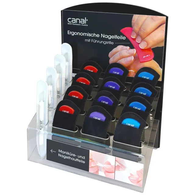 Canal Instrumente 5640-01 Acryl-Display Glasfeilen gebogen 16-tlg