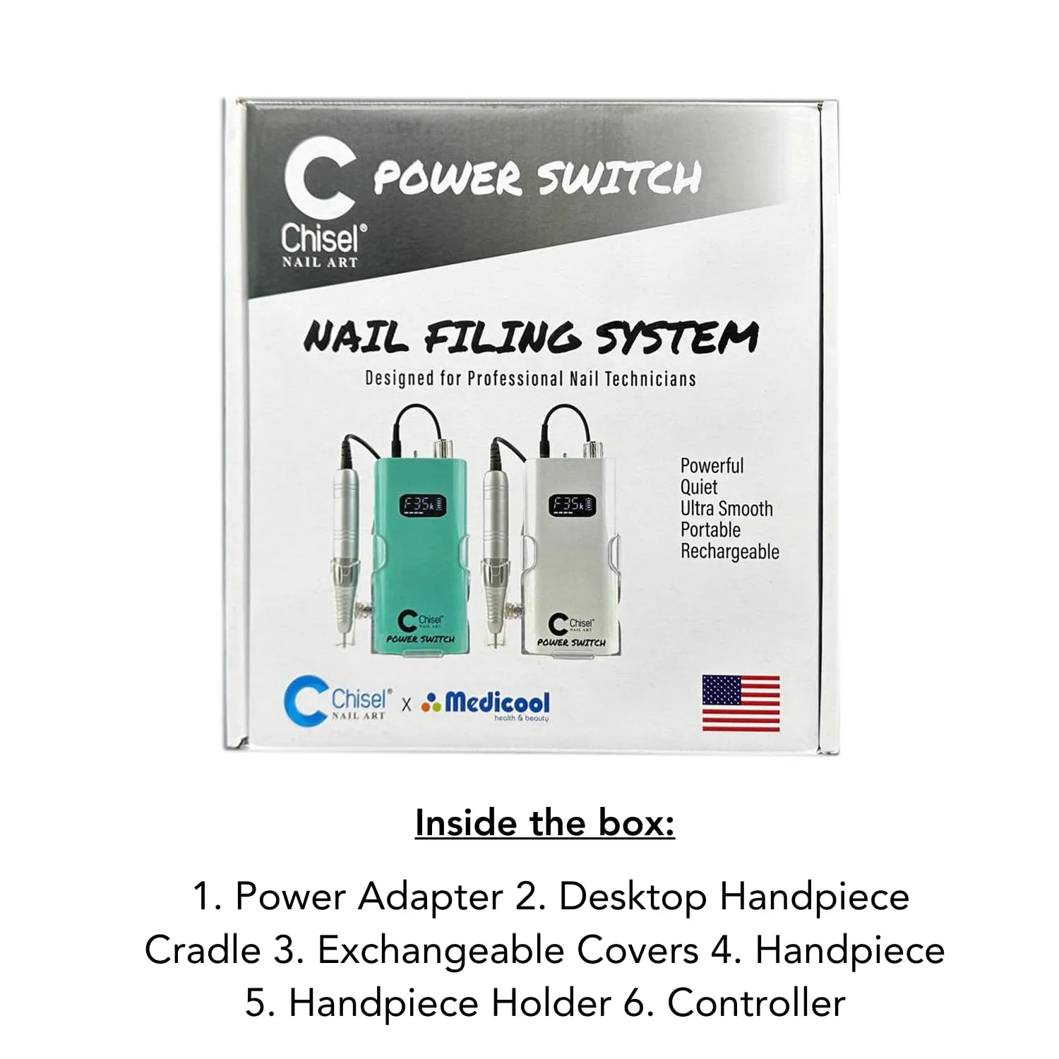 Medicool Chisel Switch Nagelfräser 35000 U/min 2 Cases