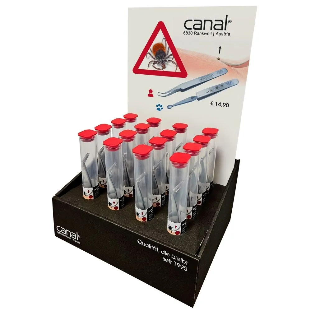 Canal Instrumente Zeckenpinzetten-Display 16-teilig Edelstahl