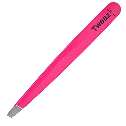 K-Pro Tweazy Pinzette schräg Neon Pink Edelstahl