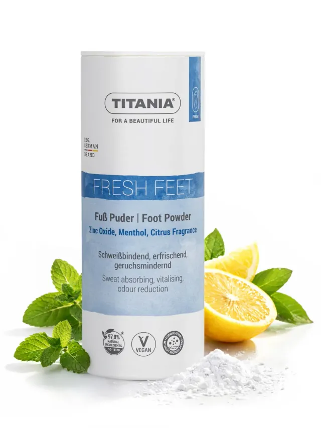 Titania Fußpuder Zinkoxid Menthol Zitrusduft 100 g