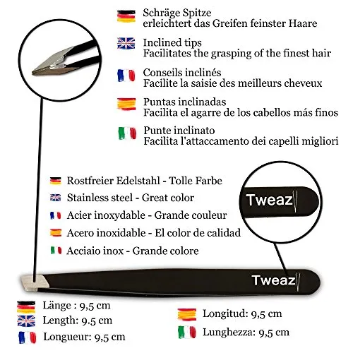 K-Pro Tweazy Pinzette schräg Edelstahl 9,5 cm