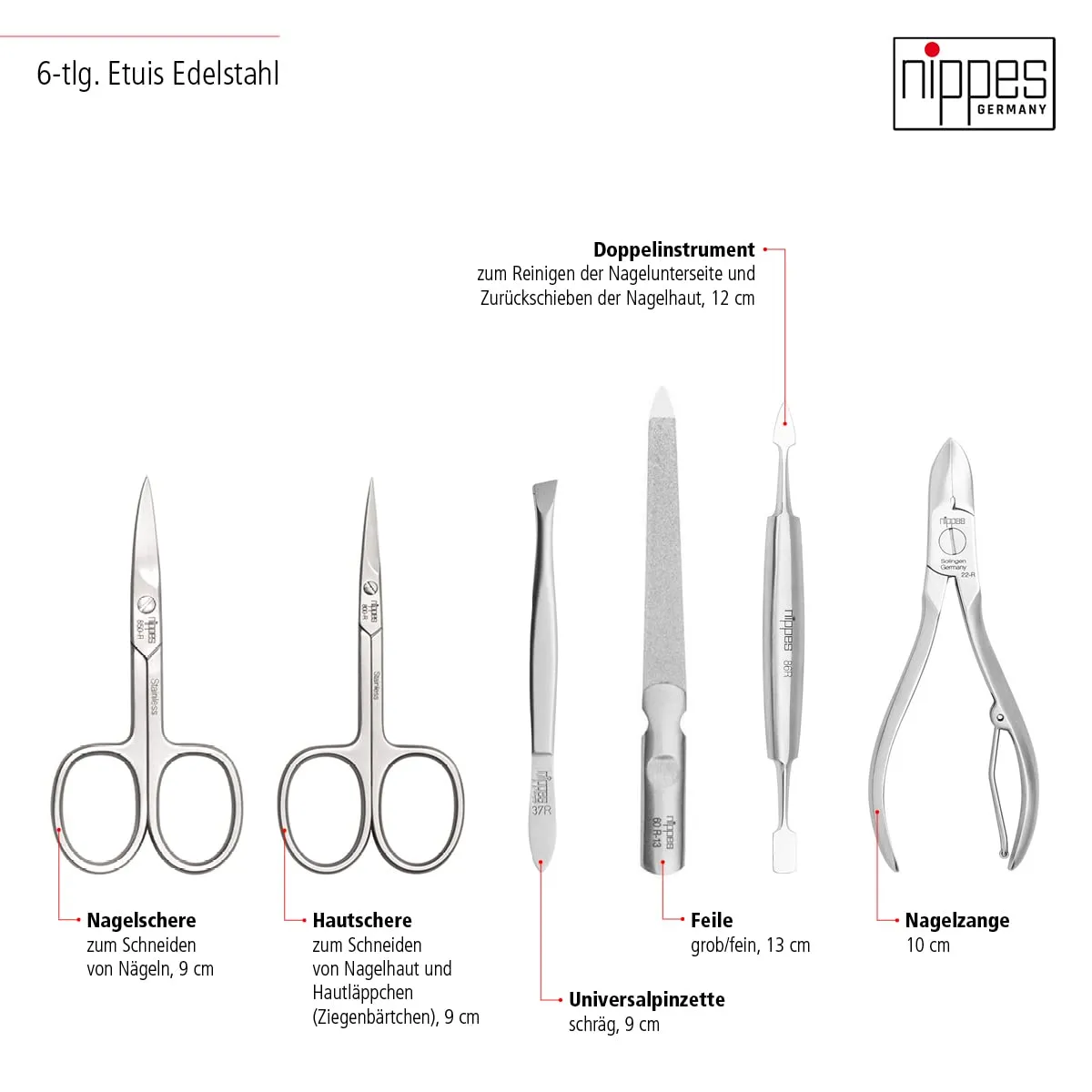 Nippes Solingen Premium Line Maniküre Set Cognac 7-teilig rostfrei
