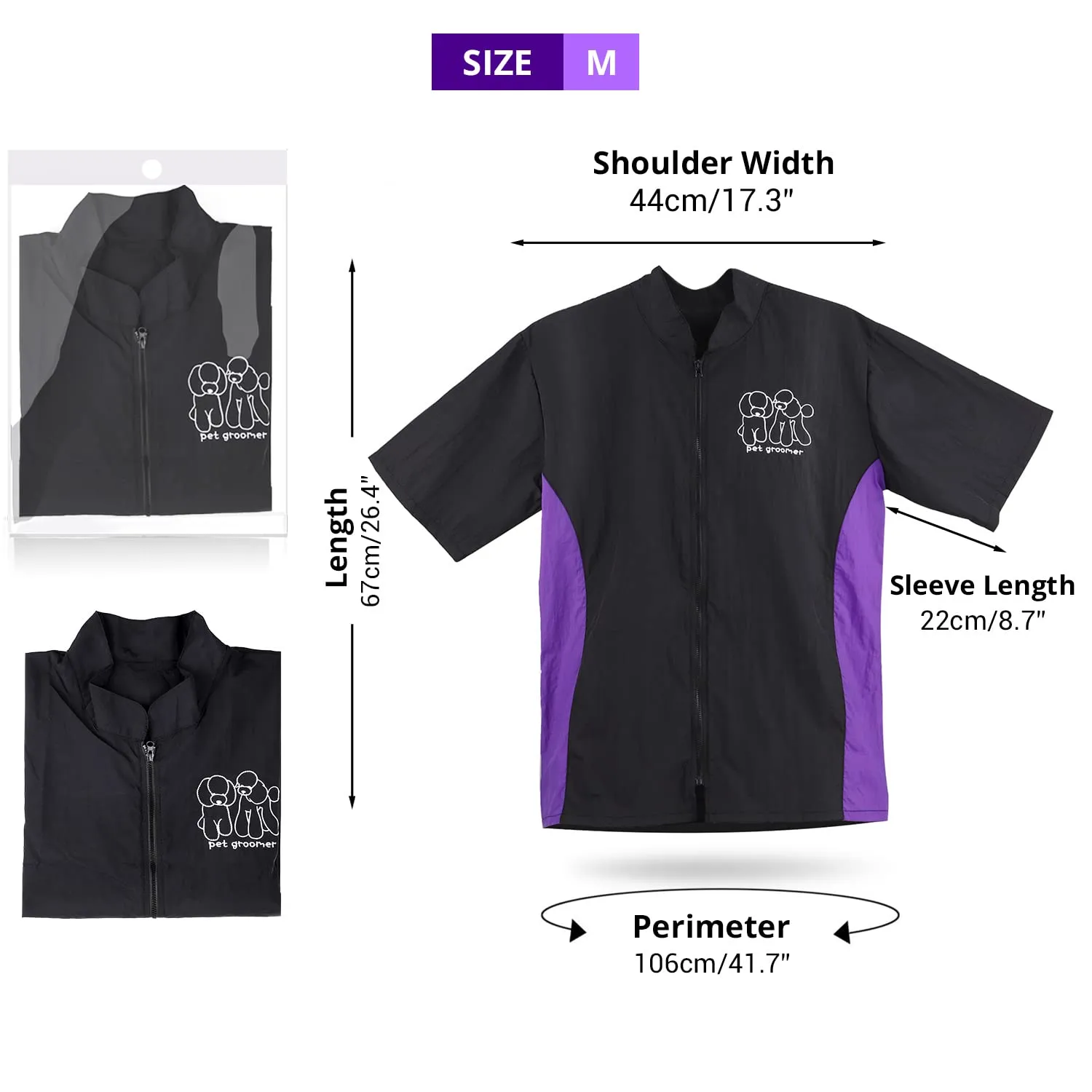 Noverlife Grooming Arbeitsjacke Kurzarm Reissverschluss antistatisch