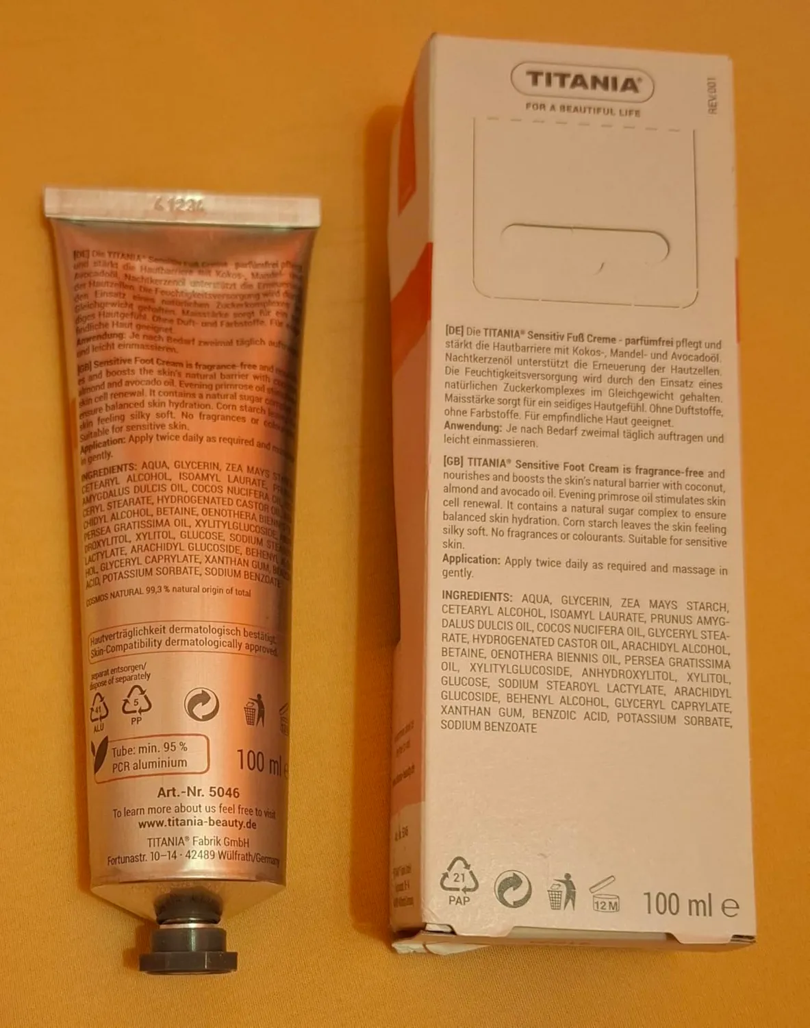 Titania Sensitiv Fußcreme 100 ml parfümfrei vegan