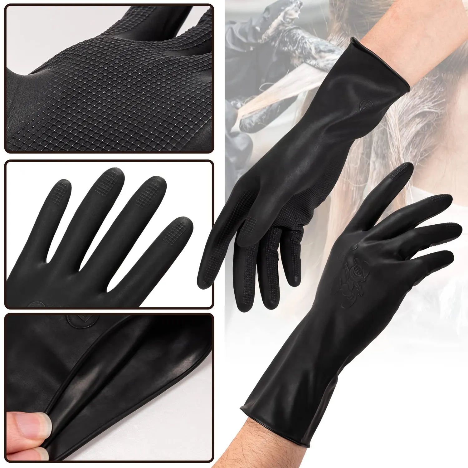 Noverlife Färbehandschuhe Latex Schwarz Gr L 5 Paar