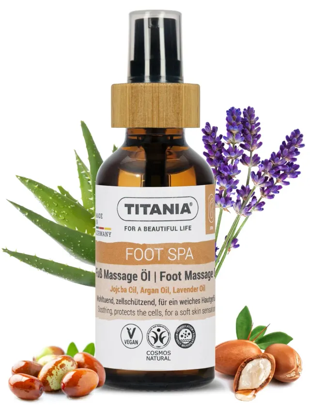 Titania Fuß Massage Öl 58 ml vegan Jojoba Argan