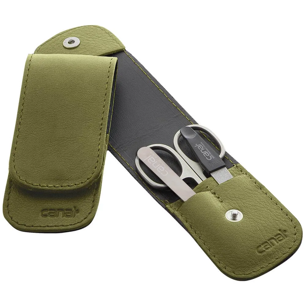 Canal Reise-Etui Maniküre-Set 3-teilig Rindsleder Druckknopf