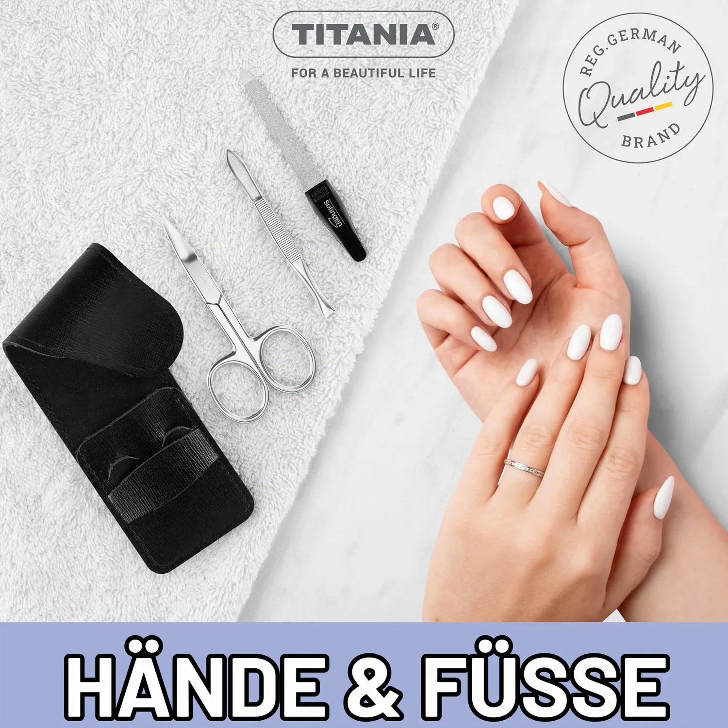 Titania Maniküre-Etui Set 3-teilig Echtleder schwarz