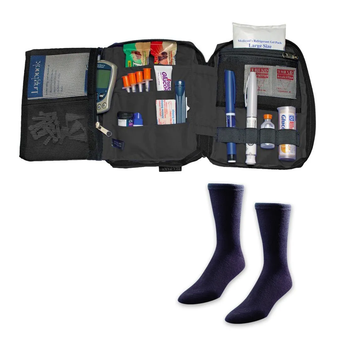 Medicool Dia-Pak Deluxe Insulintasche Schwarz + Socken Set