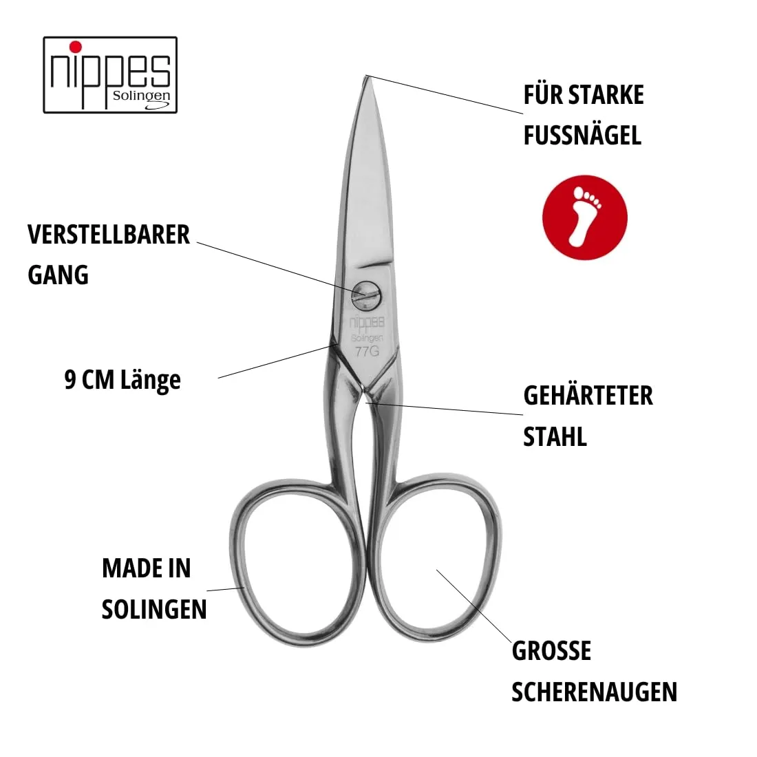 Nippes Solingen Classic Fußnagelschere 9 cm gerade
