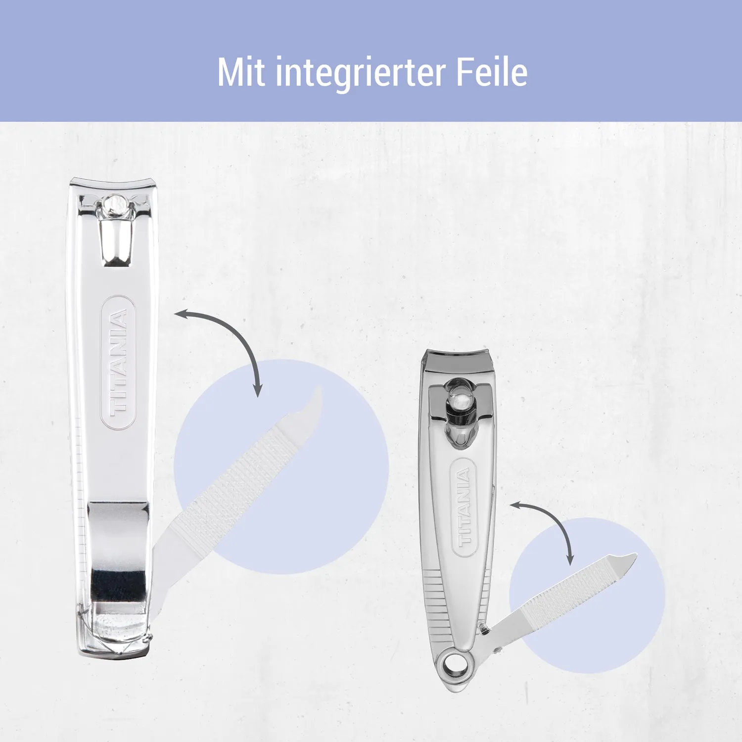 Titania Nagelknipser Set 2-teilig mit Feile silber