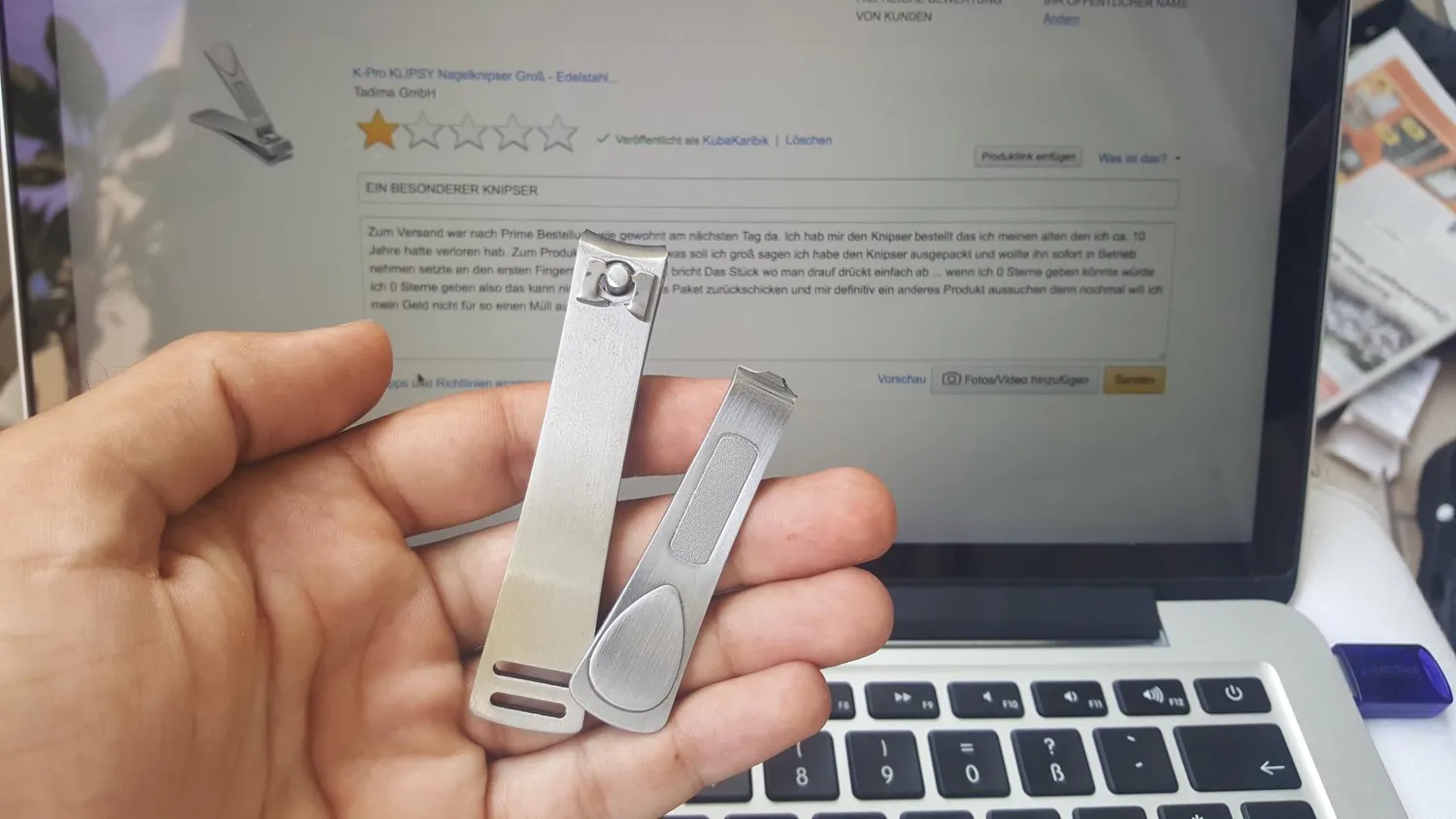 K-Pro Nagelknipser Edelstahl gebogen 8,5 cm mit Feile